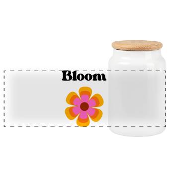Cercle de fleurs rétro Rose Orange Bloom - Boîte à biscuits avec couvercle en bois - blanc - Devant