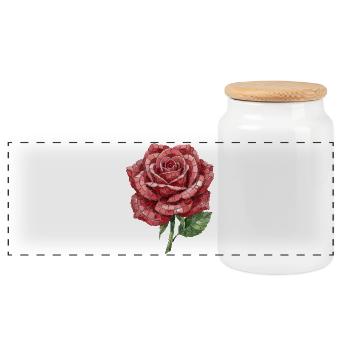 Rose Mosaik - Romantisches Blumen Geschenk - Panorama Keksdose mit Holzdeckel - Weiß - Vorne