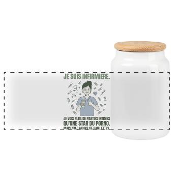 Infirmière Humour Noir Sans Paillettes - Panorama Keksdose mit Holzdeckel - Weiß - Vorne