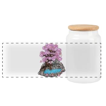 Illustration de jardin zen du jardin japonais Japon - Boîte à biscuits avec couvercle en bois - blanc - Devant