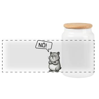Nö! Hamster – Kleiner Sturkopf sagt Nein - Panorama Keksdose mit Holzdeckel - Weiß - Vorne