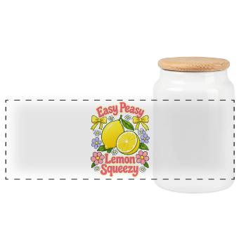 Easy Peasy Lemon Squeezy – Zitronen und Blumen - Panorama Keksdose mit Holzdeckel - Weiß - Vorne