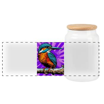 martin-pêcheur - Boîte à biscuits avec couvercle en bois - blanc - Devant