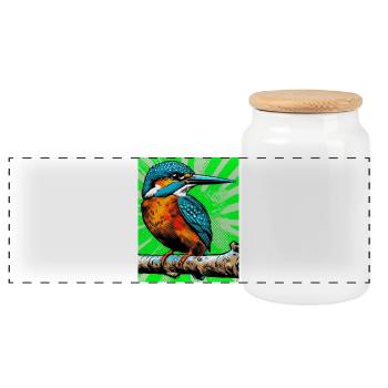 martin-pêcheur - Boîte à biscuits avec couvercle en bois - blanc - Devant