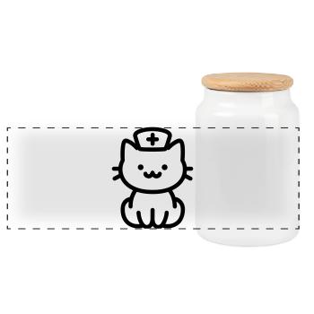 ANIMAL infirmière - Boîte à biscuits avec couvercle en bois - blanc - Devant