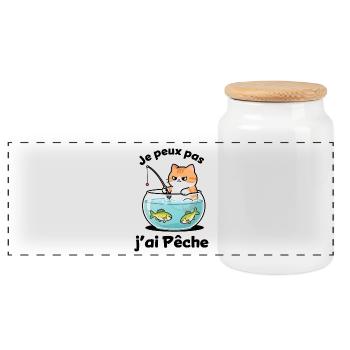 Chat pêcheur dans l'aquarium - Boîte à biscuits avec couvercle en bois - blanc - Devant