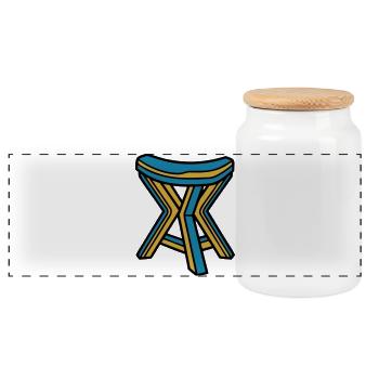 Pêche pratique sur tabouret pliant - Boîte à biscuits avec couvercle en bois - blanc - Devant