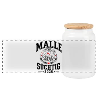 Malle 2026 We are all addicted to Malle Mallorca 26 - Panoramic Cookie Jar with Wooden Lid - white - Front