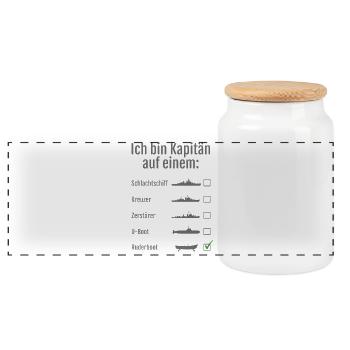 Je suis capitaine sur un... - Boîte à biscuits avec couvercle en bois - blanc - Devant