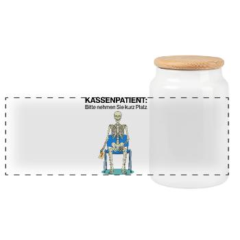 Kassenpatient Bitte Nehmen Sie Kurz Platz - Panorama Keksdose mit Holzdeckel - Weiß - Vorne