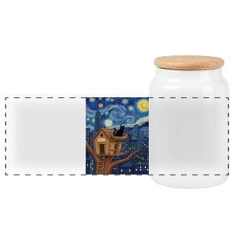 Maison dans l’arbre des chats de Midnight City - Boîte à biscuits avec couvercle en bois - blanc - Devant