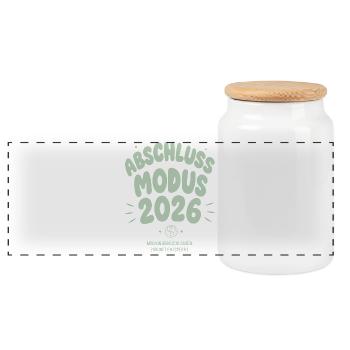 Abschluss Modus 2026 - Panorama Keksdose mit Holzdeckel - Weiß - Vorne