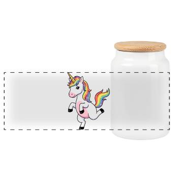 Étincelle de licorne arc-en-ciel - Boîte à biscuits avec couvercle en bois - blanc - Devant