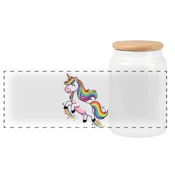 Parade de la Licorne Arc-en-ciel - Boîte à biscuits avec couvercle en bois - blanc - Devant