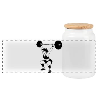 weightlifting - Panoramic Cookie Jar with Wooden Lid - white - Front