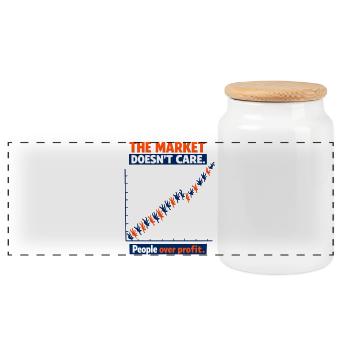 People Before Profit Graphic - Panoramic Cookie Jar with Wooden Lid - white - Front