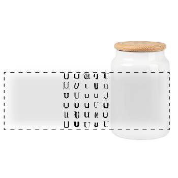 Typography U monogram letter mosaic design. - Panoramic Cookie Jar with Wooden Lid - white - Front