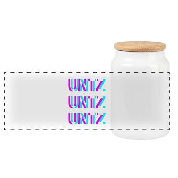 UNTZ Festival Rave Techno Design - Panoramic Cookie Jar with Wooden Lid - white - Front