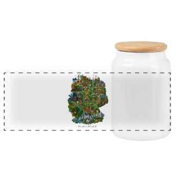 Deutschland Illustration mit Wahrzeichen - Panorama Keksdose mit Holzdeckel - Weiß - Vorne