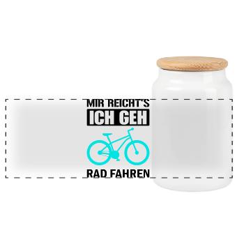 Cyanes Fahrrad Silhouette - Panorama Keksdose mit Holzdeckel - Weiß - Vorne