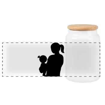 Silhouette familiale Les parents Enfants aiment ensemble - Boîte à biscuits avec couvercle en bois - blanc - Devant