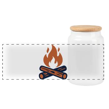Campfire Wood Flame Camping - Panoramic Cookie Jar with Wooden Lid - white - Front