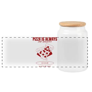 Pizza Ist Die Antwort T-Shirt - Panorama Keksdose mit Holzdeckel - Weiß - Vorne