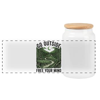 Go Outside Free Your Mind - Boîte à biscuits avec couvercle en bois - blanc - Devant