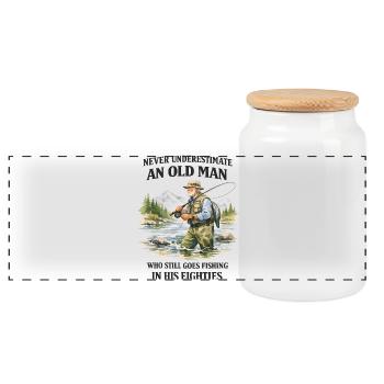Humour Pêche Cadeau Grand-Père Vintage - Boîte à biscuits avec couvercle en bois - blanc - Devant