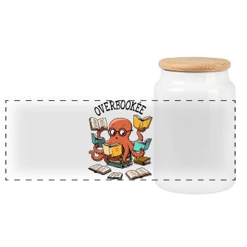 overbooked - Panoramic Cookie Jar with Wooden Lid - white - Front