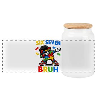 Bruh Spruch Lustig Retro Vintage Jugendsprache Des - Panorama Keksdose mit Holzdeckel - Weiß - Vorne