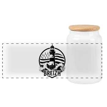 Breizh Phare Breton Entre Mer et Tempête - Boîte à biscuits avec couvercle en bois - blanc - Devant