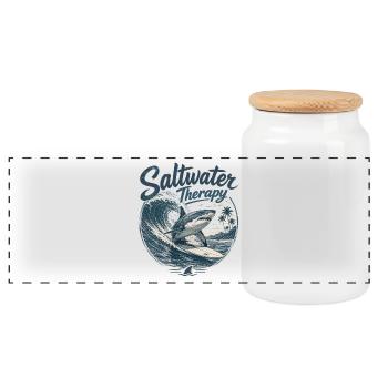 Saltwater Therapy Surfwave - Panorama Keksdose mit Holzdeckel - Weiß - Vorne