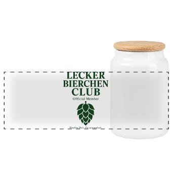 Lecker Bierchen Club – Offizielles Mitglied - Panorama Keksdose mit Holzdeckel - Weiß - Vorne