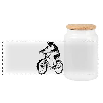 Bicycle Bear - Panoramic Cookie Jar with Wooden Lid - white - Front