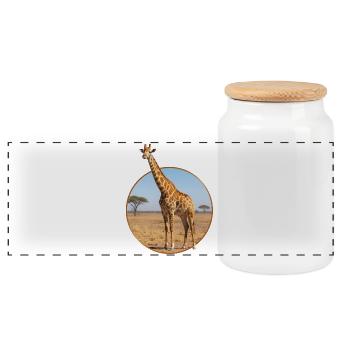 Création de t-shirt « Girafe » - Boîte à biscuits avec couvercle en bois - blanc - Devant