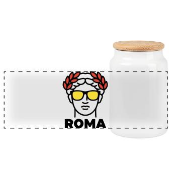 Rom Statue Sonnenbrille Italien Urlaub - Panorama Keksdose mit Holzdeckel - Weiß - Vorne