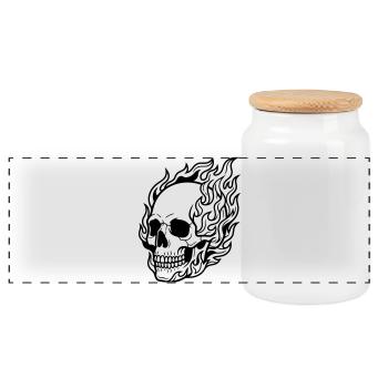 Flamme du crâne - Boîte à biscuits avec couvercle en bois - blanc - Devant