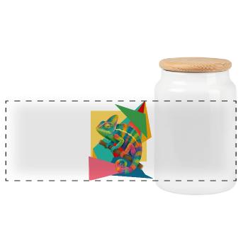 Buntes Chamäleon Geometrie Kunst  - Panorama Keksdose mit Holzdeckel - Weiß - Vorne