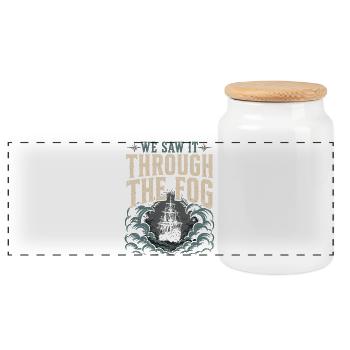 Ghost Ship Cursed Ship Maritime Spirit - Panoramic Cookie Jar with Wooden Lid - white - Front