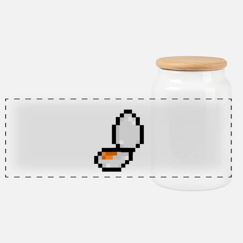 Pixel-Ei - Panorama Keksdose mit Holzdeckel - Weiß
