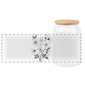 Fleur - Boîte à biscuits avec couvercle en bois - blanc - Devant