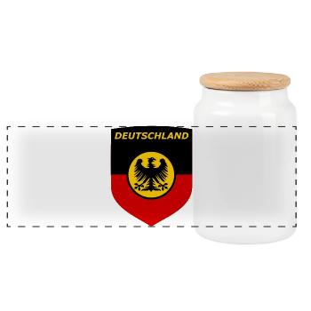 Deutschland Schildflagge mit Adler - Panorama Keksdose mit Holzdeckel - Weiß - Vorne