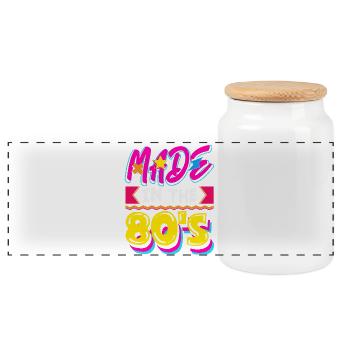 Retro Back to the 80s Vintage Design - Panorama Keksdose mit Holzdeckel - Weiß - Vorne