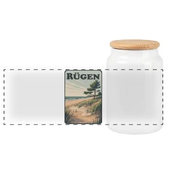 Rügen - Panorama Keksdose mit Holzdeckel - Weiß - Vorne