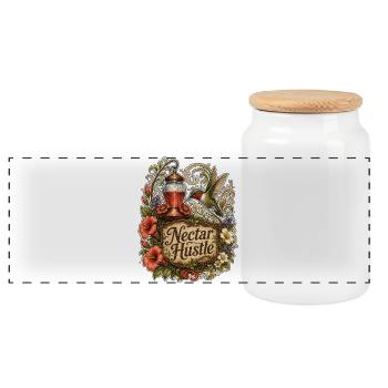 Nectar Hustle - Panoramic Cookie Jar with Wooden Lid - white - Front