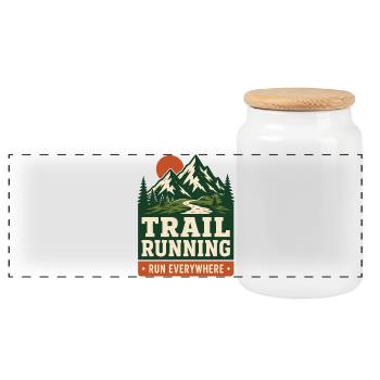 Trail Running - Run Everywhere - Panoramic Cookie Jar with Wooden Lid - white - Front