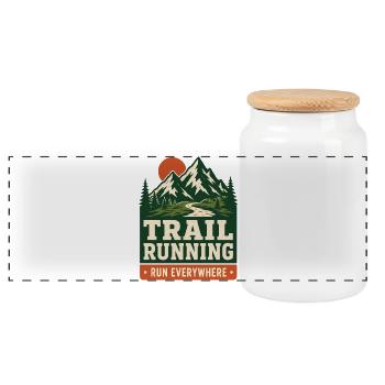 Trailrunning – Lauf überall - Panorama Keksdose mit Holzdeckel - Weiß - Vorne