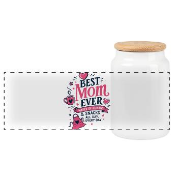 Meilleure maman de cuisine : Diction - Boîte à biscuits avec couvercle en bois - blanc - Devant