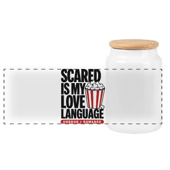 Scared Is My Love Language Horror - Panorama Keksdose mit Holzdeckel - Weiß - Vorne